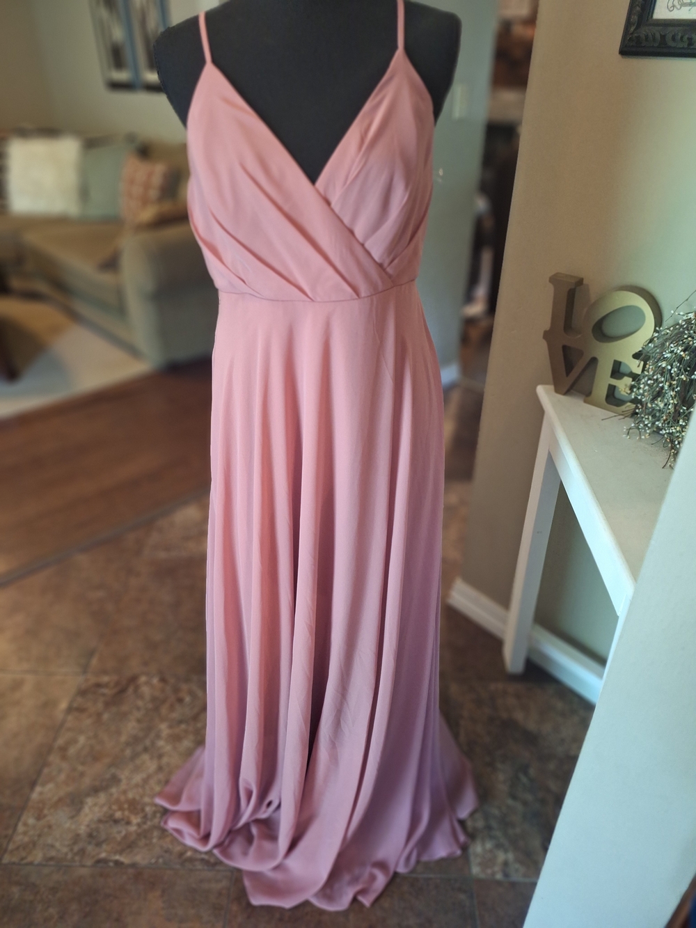 Elegant Blush Pink Spaghetti Strap Maxi Dress M